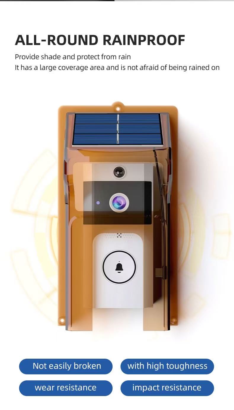Solar-powered video doorbell with protective cover