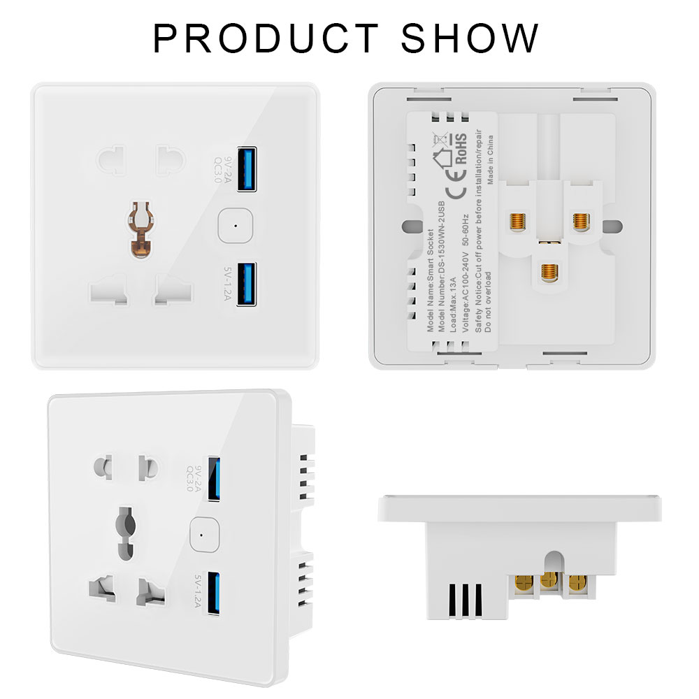 86-Style Socket With 2 USB Ports DS-1530WN – OEM/ODM Charging Outlet