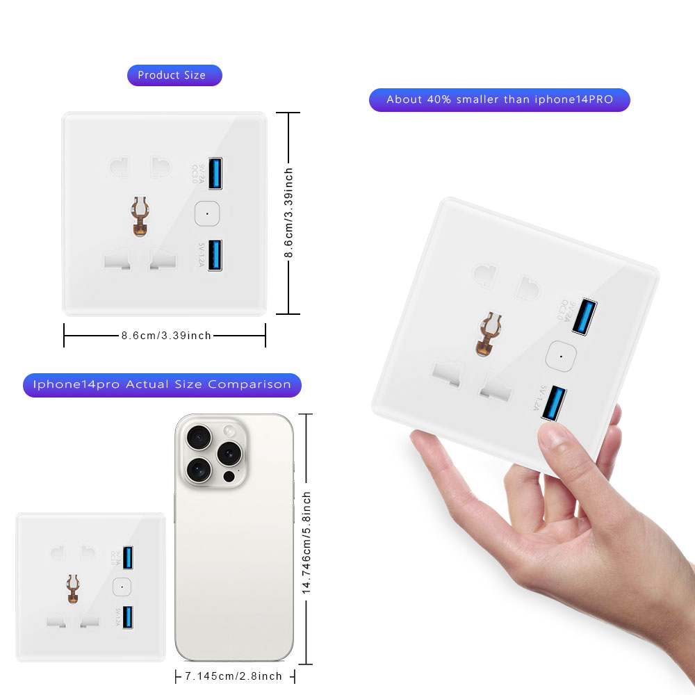 86-Style Socket With 2 USB Ports DS-1530WN – OEM/ODM Charging Outlet